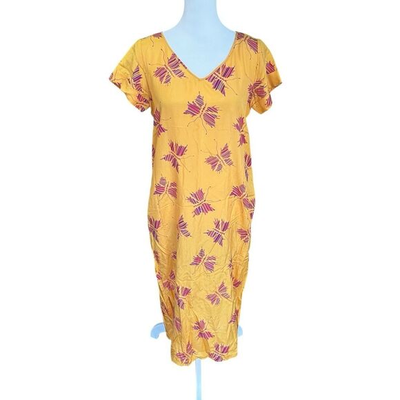 VTG 1980’a Diane Von Furstenburg 100% Silk Butterfly Print Shift Midi Dress 6 - Picture 2 of 8